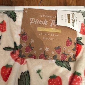 NWT oversized strawberry plush throw